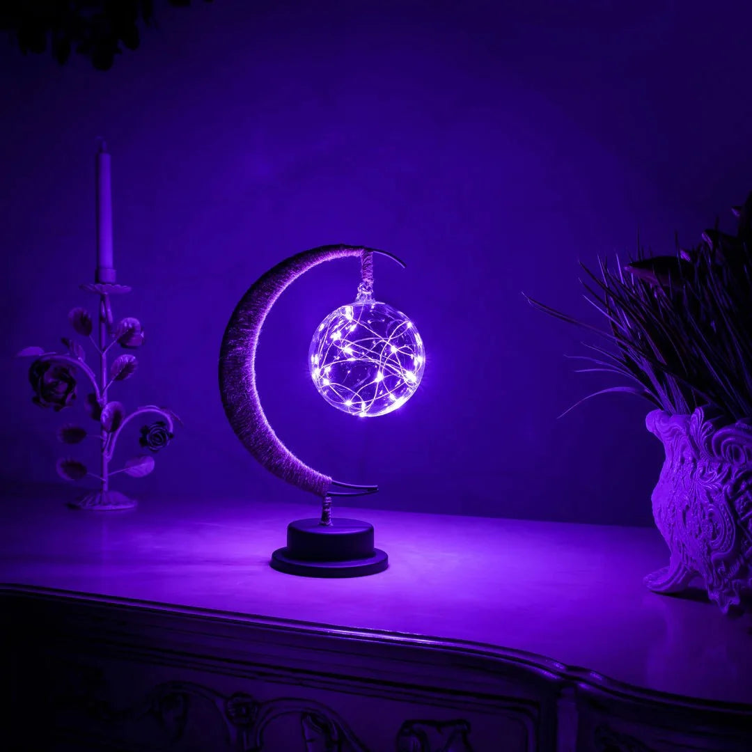 Moon Lamp 3D Printed Crater Texture Night Light in Gold Blue or Purple