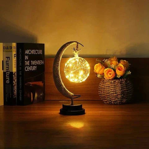 Moon Lamp 3D Printed Crater Texture Night Light in Gold Blue or Purple