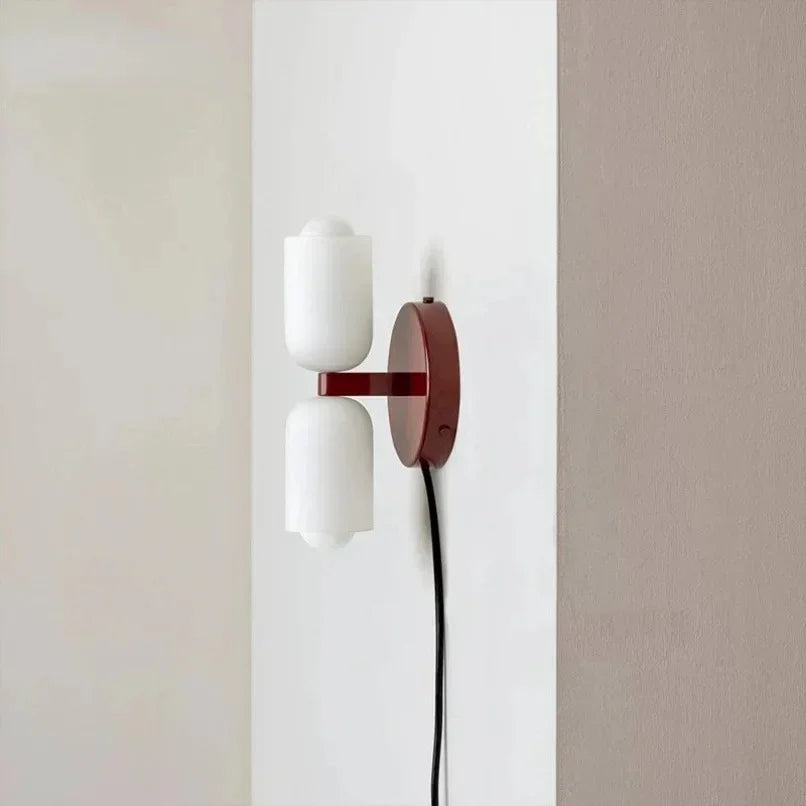 Up and Down Wall Sconce with 2 Opal Shades, Bulbs Included