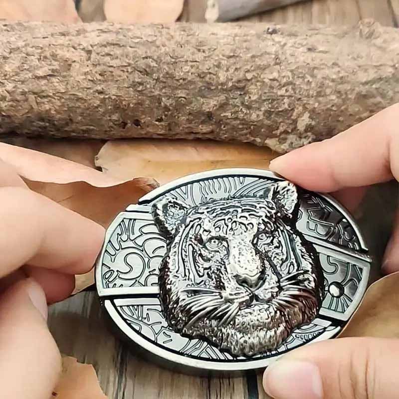 Western Belt Buckle Oval Metal Cowboy Engraved Design for Mens Belts