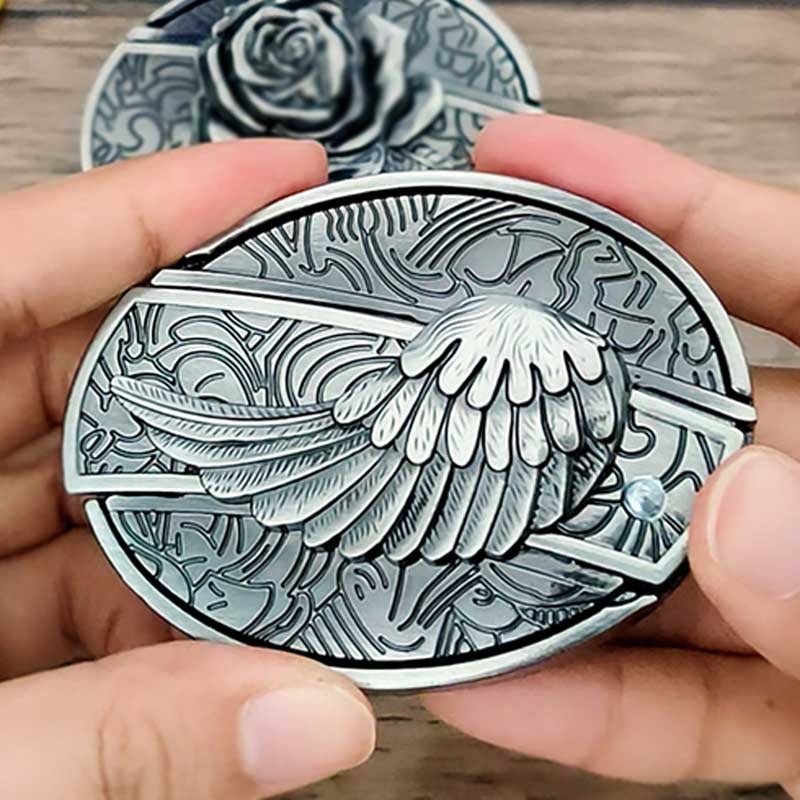 Western Belt Buckle Oval Metal Cowboy Engraved Design for Mens Belts