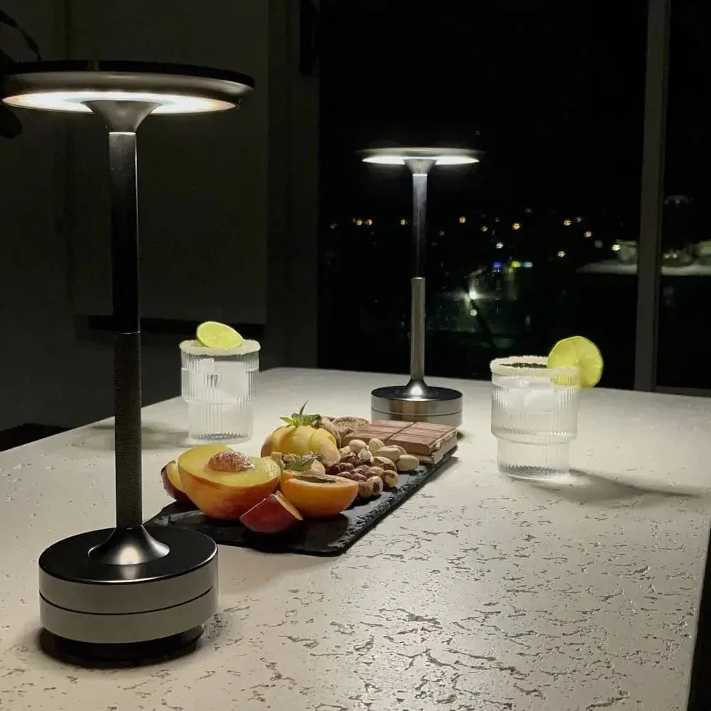 Cordless Table Lamp Rechargeable Dimmable Aluminum for Bedside and Patio