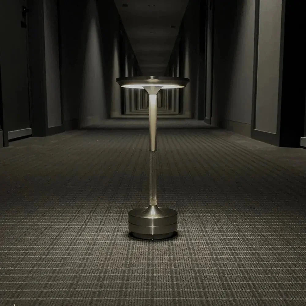 Cordless Table Lamp Rechargeable Dimmable Aluminum for Bedside and Patio