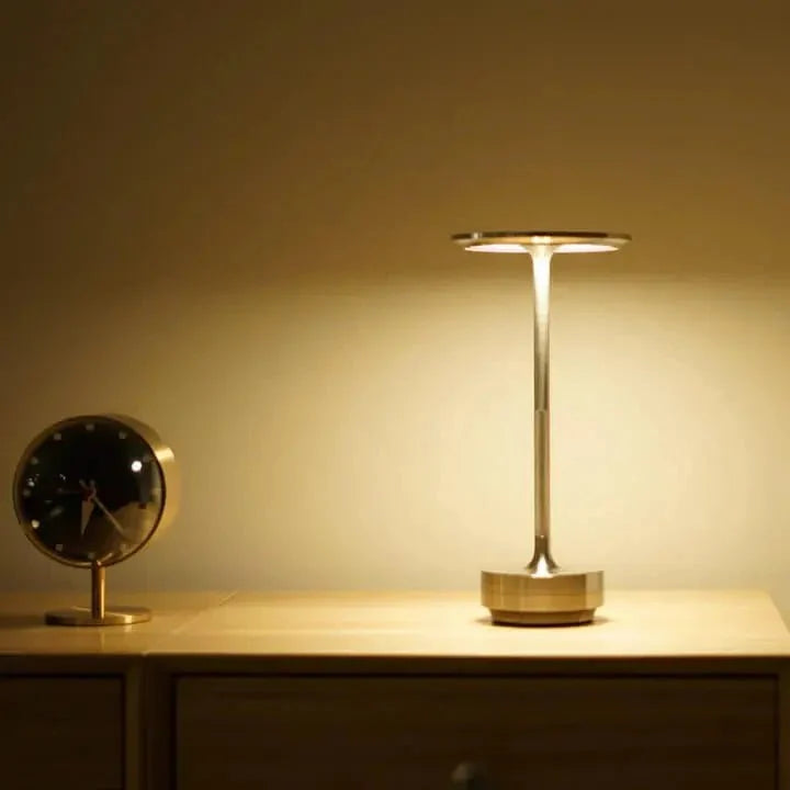 Cordless Table Lamp Rechargeable Dimmable Aluminum for Bedside and Patio
