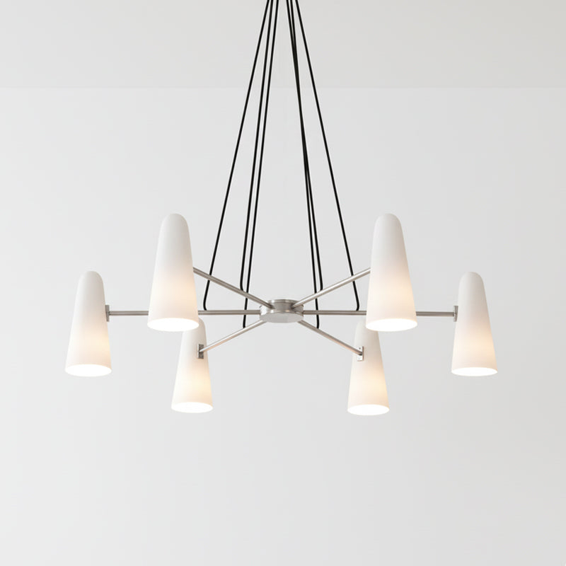 Brass Chandelier with White Glass Shades Candelabra Base Dining Room
