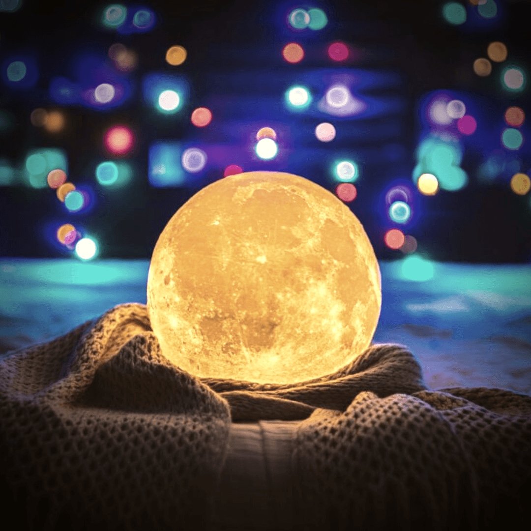 Moon Lamp White 3D Printed Lunar Surface Night Light in Four Sizes
