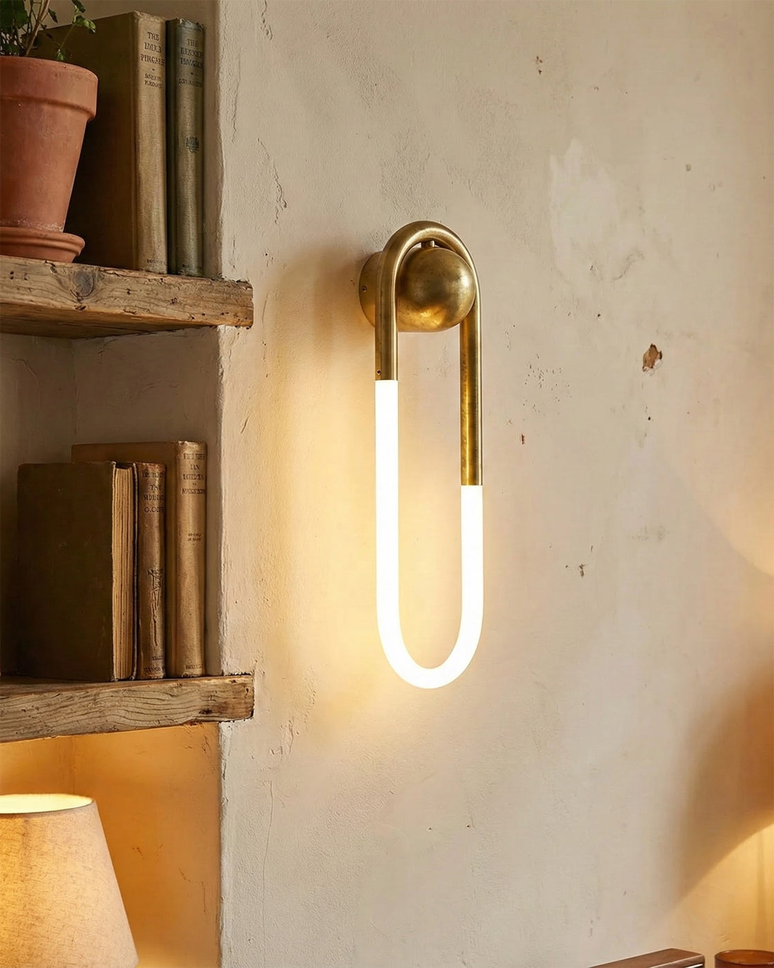 Loop Wall Sconce Brass Integrated LED Dimmable for Hallway and Bedside