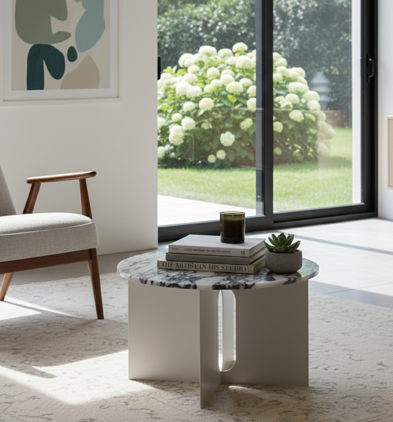 Androgyne sidebord, bordplade Ø65