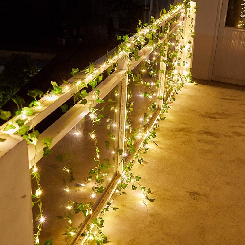 Solar String Lights Outdoor Ivy Leaf Garland Waterproof for Fence and Pergola