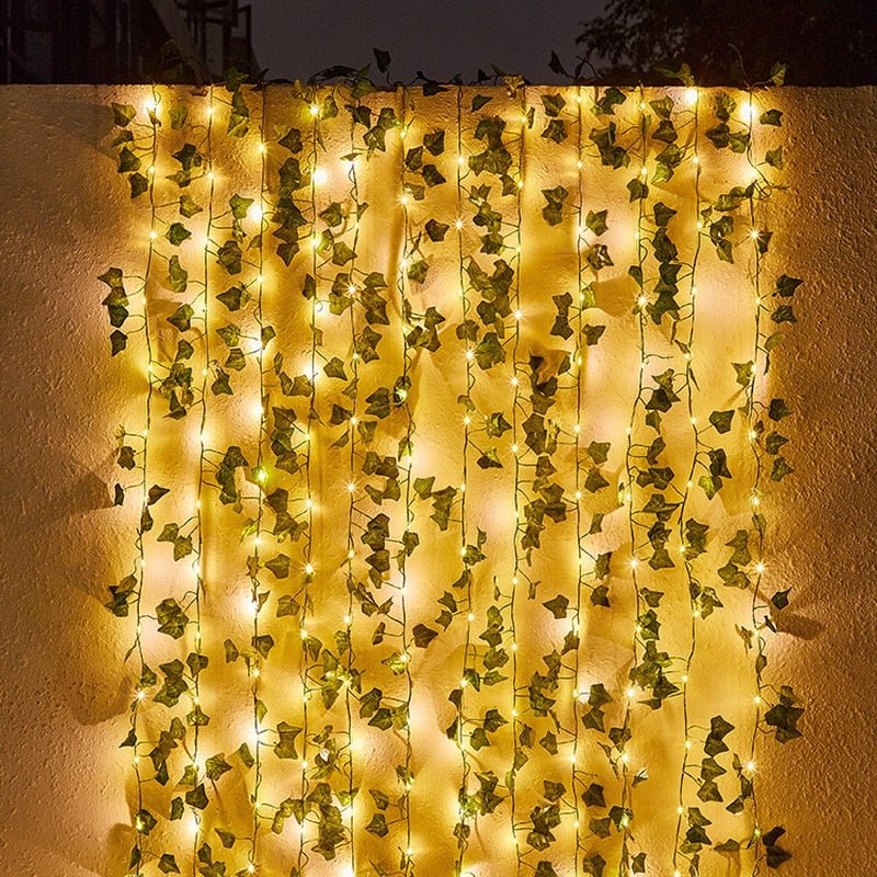 Solar String Lights Outdoor Ivy Leaf Garland Waterproof for Fence and Pergola