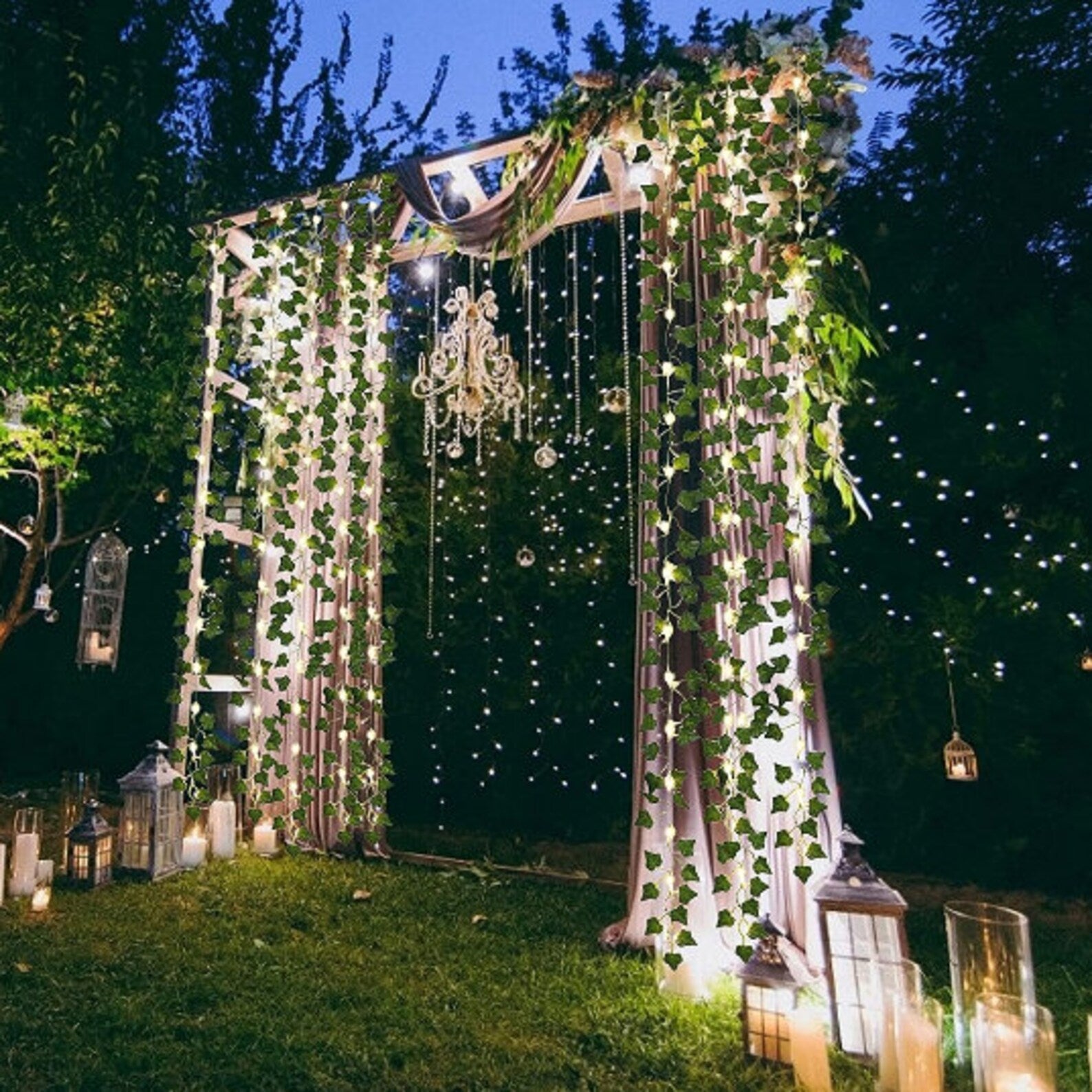 Solar String Lights Outdoor Ivy Leaf Garland Waterproof for Fence and Pergola
