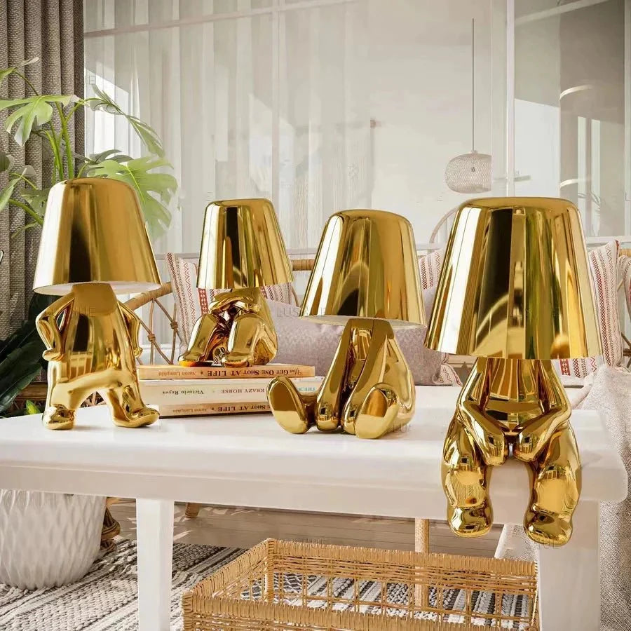 Sculptural Table Lamp Frosted Glass Touch Dimmable Figure Base for Shelf
