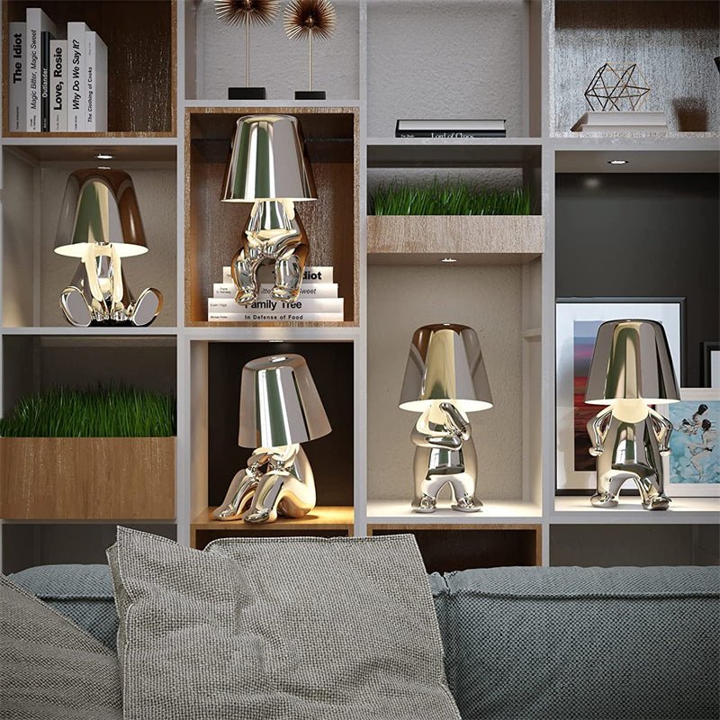 Sculptural Table Lamp Frosted Glass Touch Dimmable Figure Base for Shelf