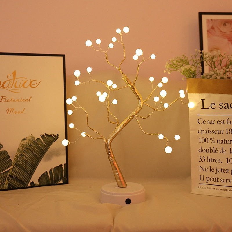 Tree Lamp LED Copper Wire Branch Night Light for Bedside Table and Shelf