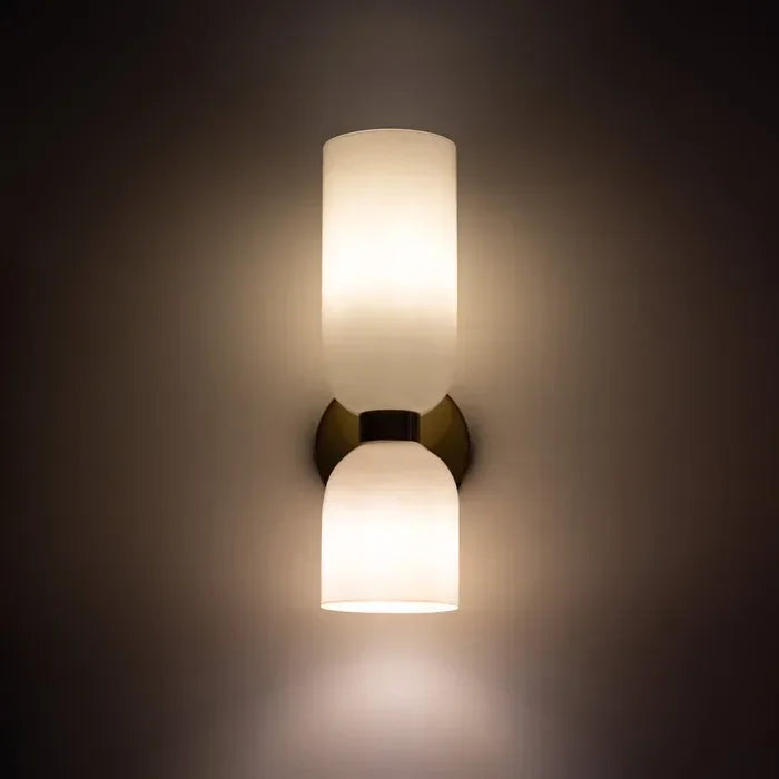 Two Light Wall Sconce Up and Down Glass Shades