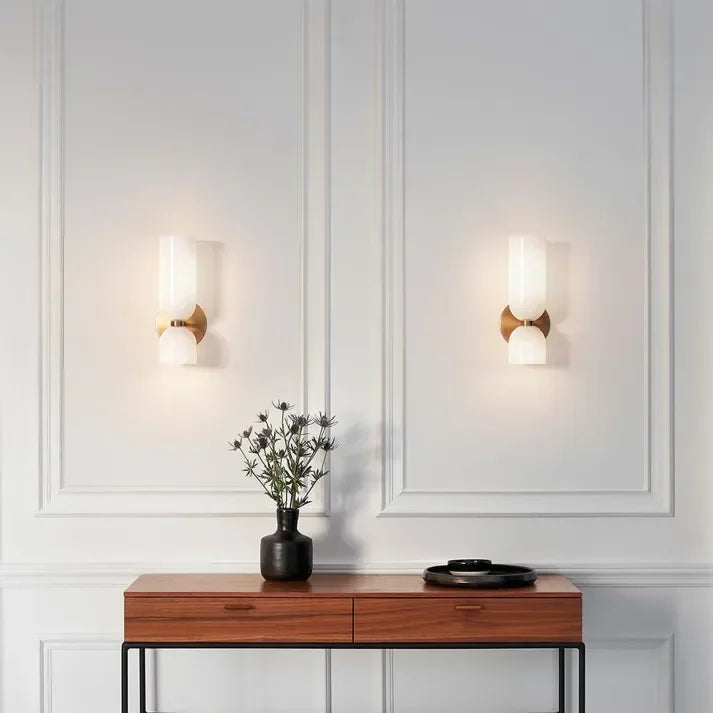 Two Light Wall Sconce Up and Down Glass Shades
