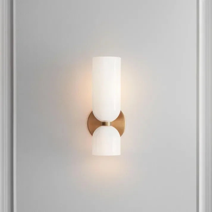 Two Light Wall Sconce Up and Down Glass Shades