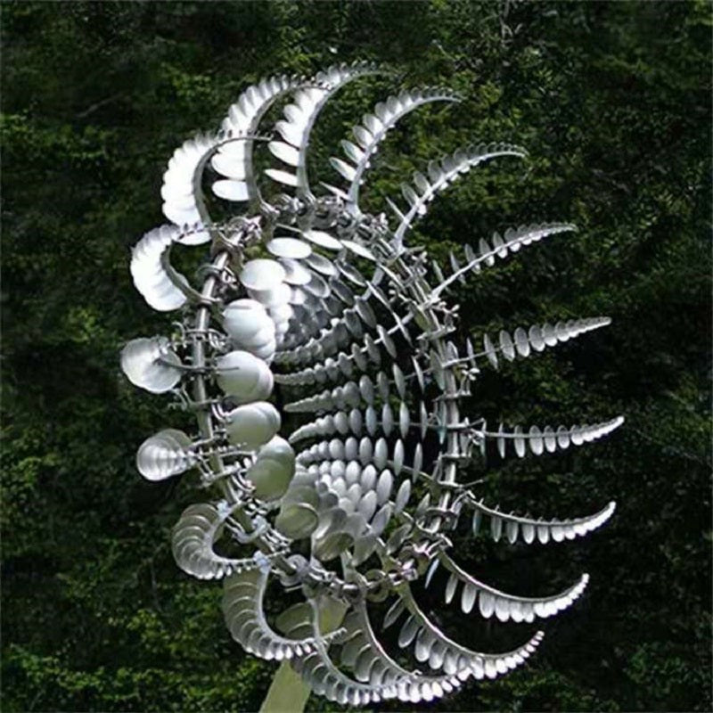 Metal Wind Spinner Kinetic Garden Stake with Ball Bearing