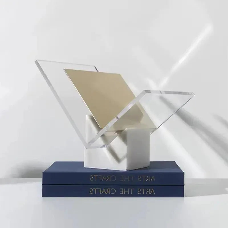 Acrylic File Holder with Solid Marble Base for Desk