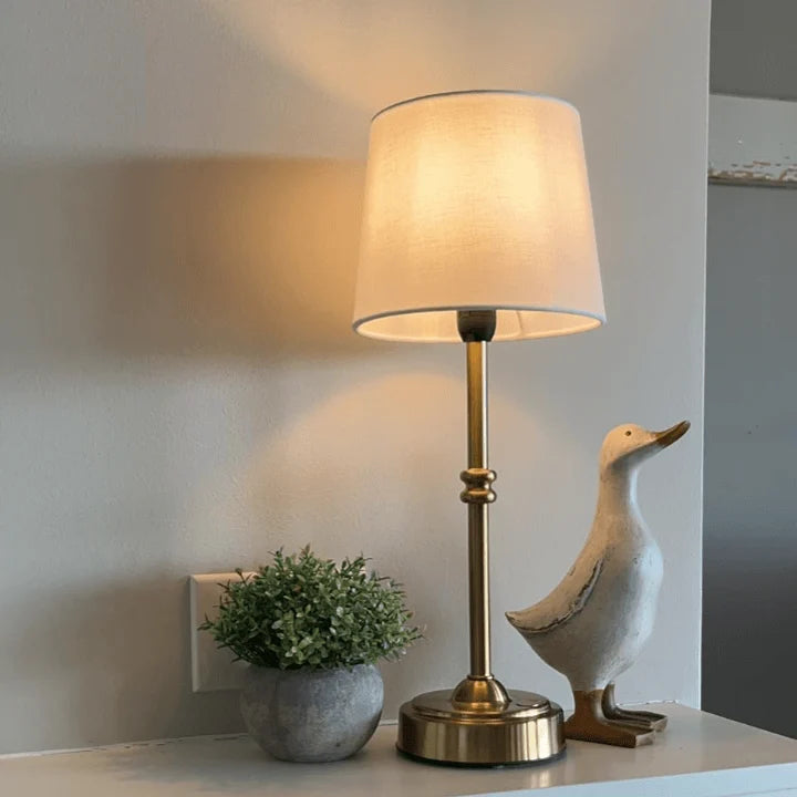 Cordless Table Lamp Fabric Shade Retro Rechargeable Dimmable for Bedside