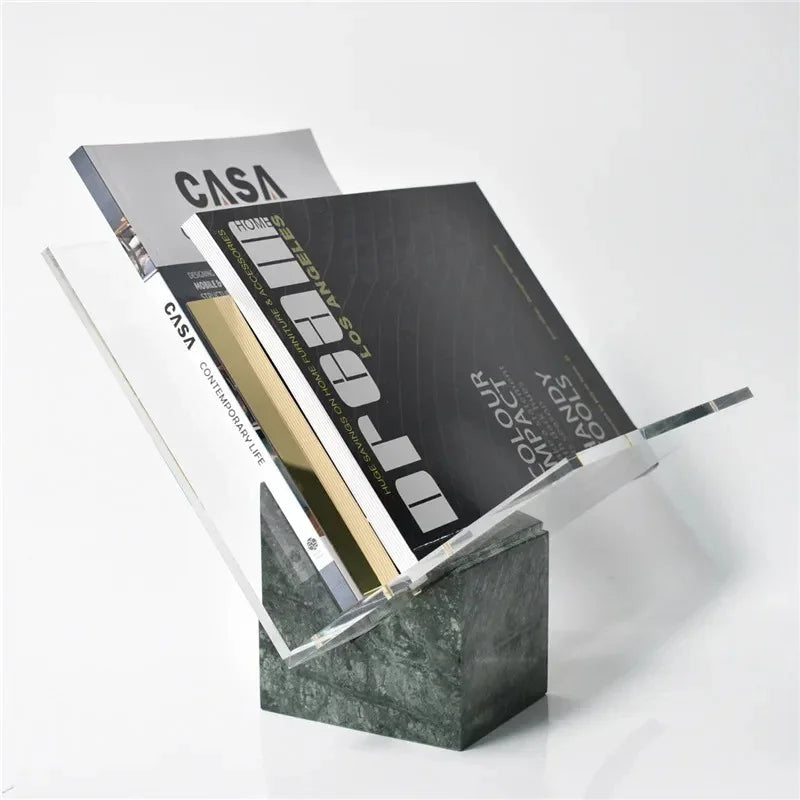 Acrylic File Holder with Solid Marble Base for Desk
