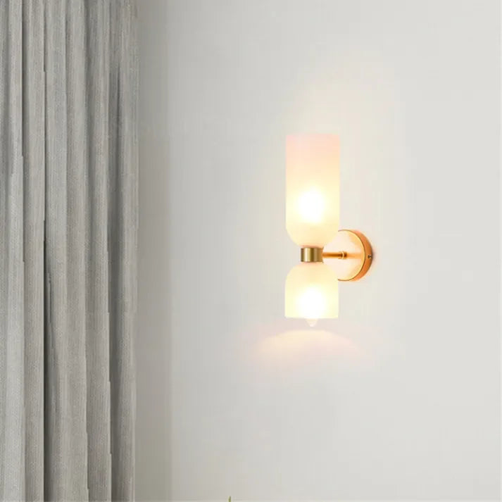 Two Light Wall Sconce Up and Down Glass Shades