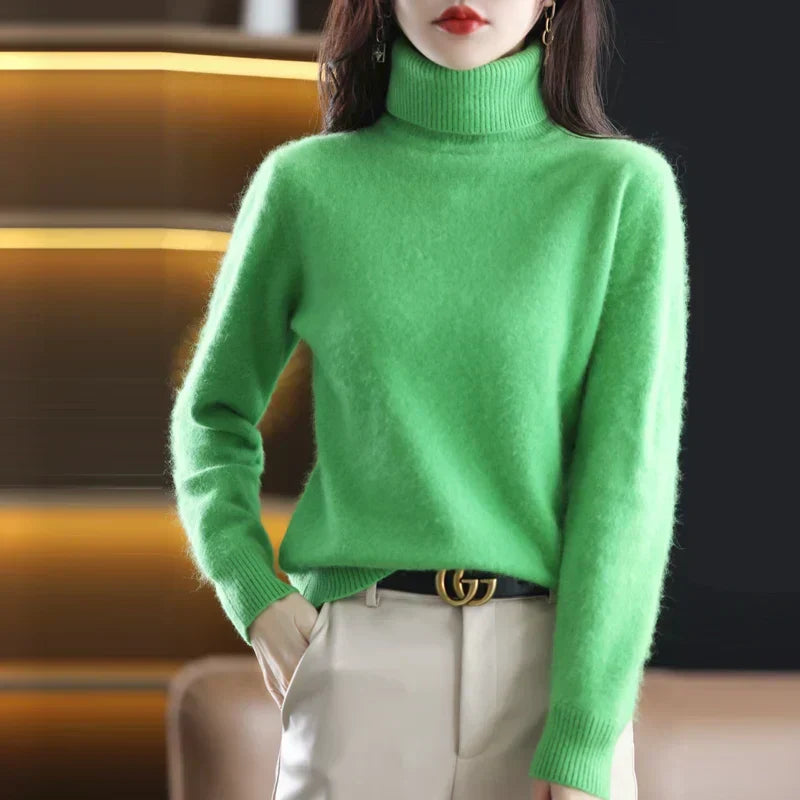 Cashmere Turtleneck Sweater Womens Pure Cashmere Fitted Knit