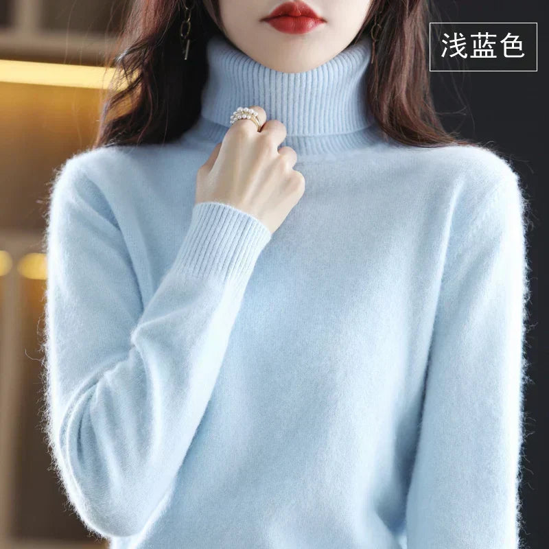 Cashmere Turtleneck Sweater Womens Pure Cashmere Fitted Knit