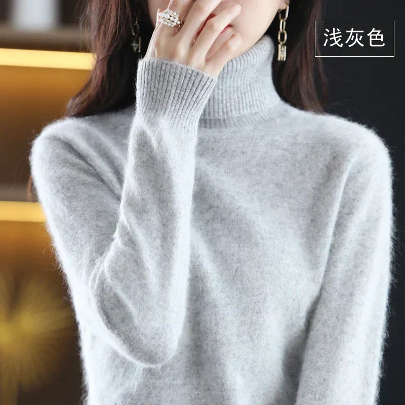 Cashmere Turtleneck Sweater Womens Pure Cashmere Fitted Knit