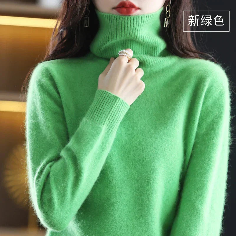 Cashmere Turtleneck Sweater Womens Pure Cashmere Fitted Knit