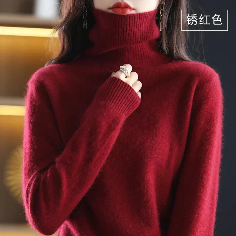 Cashmere Turtleneck Sweater Womens Pure Cashmere Fitted Knit
