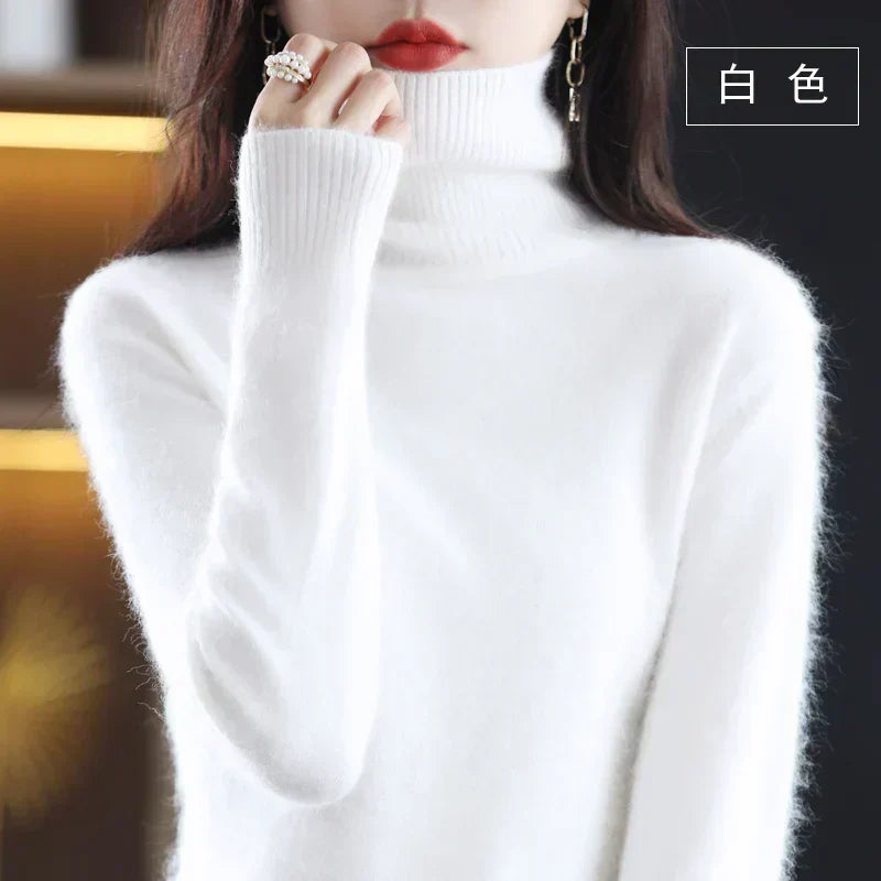 Cashmere Turtleneck Sweater Womens Pure Cashmere Fitted Knit