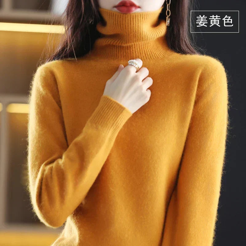 Cashmere Turtleneck Sweater Womens Pure Cashmere Fitted Knit