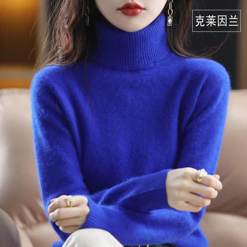 Cashmere Turtleneck Sweater Womens Pure Cashmere Fitted Knit