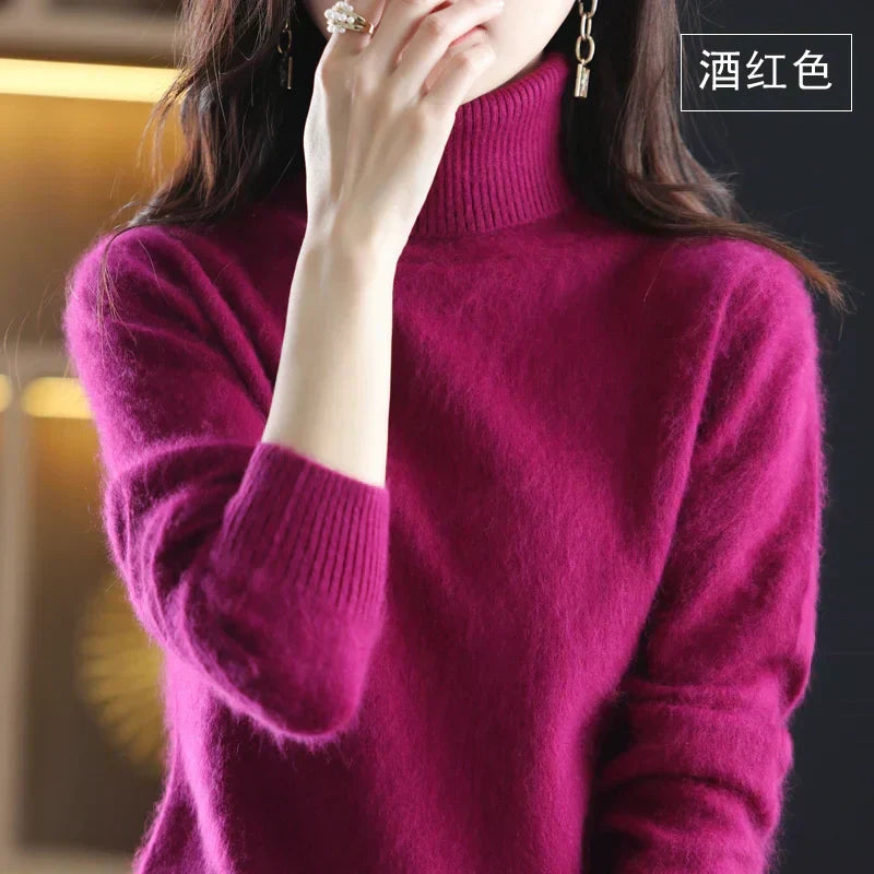 Cashmere Turtleneck Sweater Womens Pure Cashmere Fitted Knit