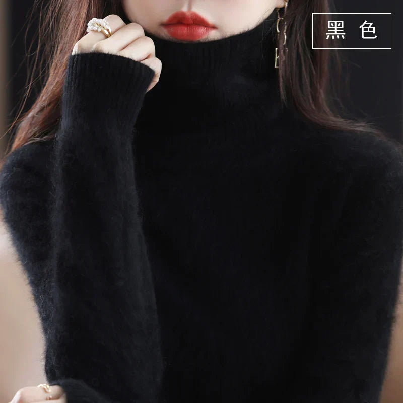 Cashmere Turtleneck Sweater Womens Pure Cashmere Fitted Knit