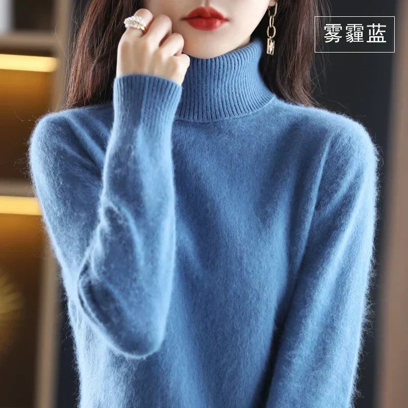 Cashmere Turtleneck Sweater Womens Pure Cashmere Fitted Knit