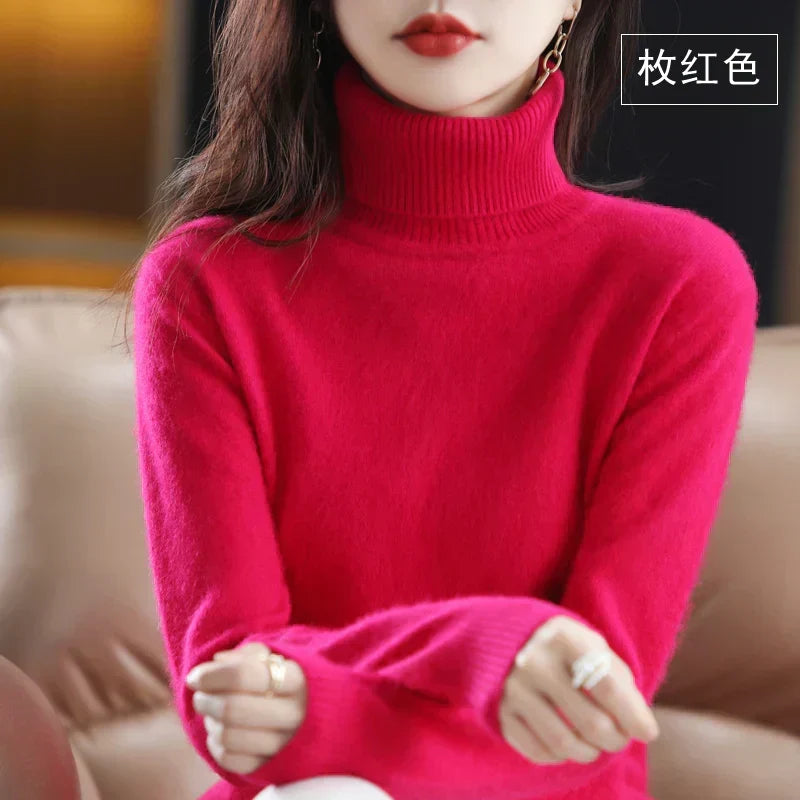 Cashmere Turtleneck Sweater Womens Pure Cashmere Fitted Knit