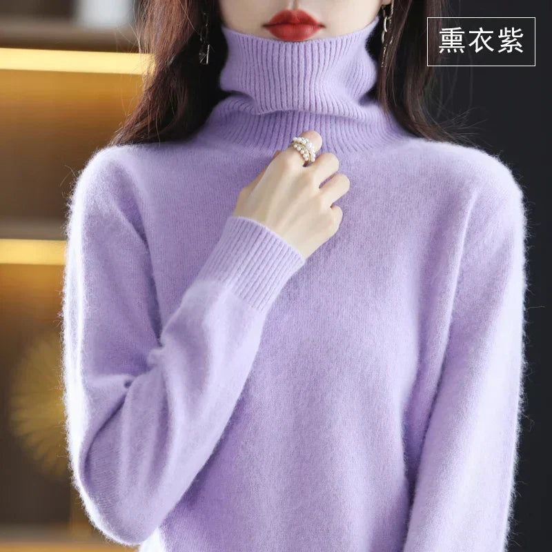 Cashmere Turtleneck Sweater Womens Pure Cashmere Fitted Knit