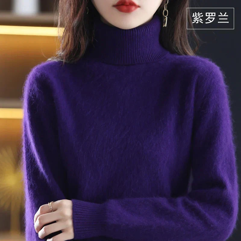Cashmere Turtleneck Sweater Womens Pure Cashmere Fitted Knit