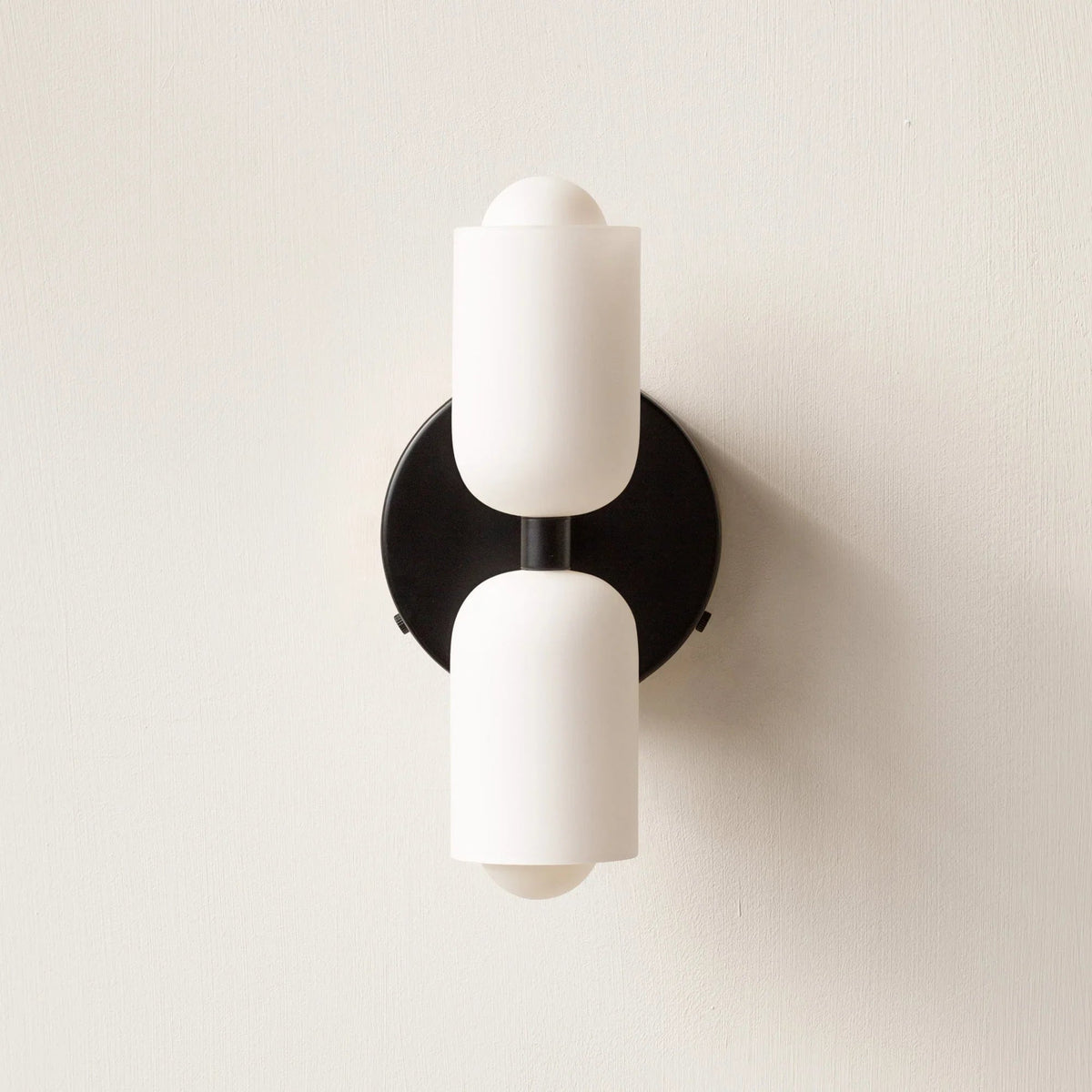 Up and Down Wall Sconce with 2 Opal Shades, Bulbs Included