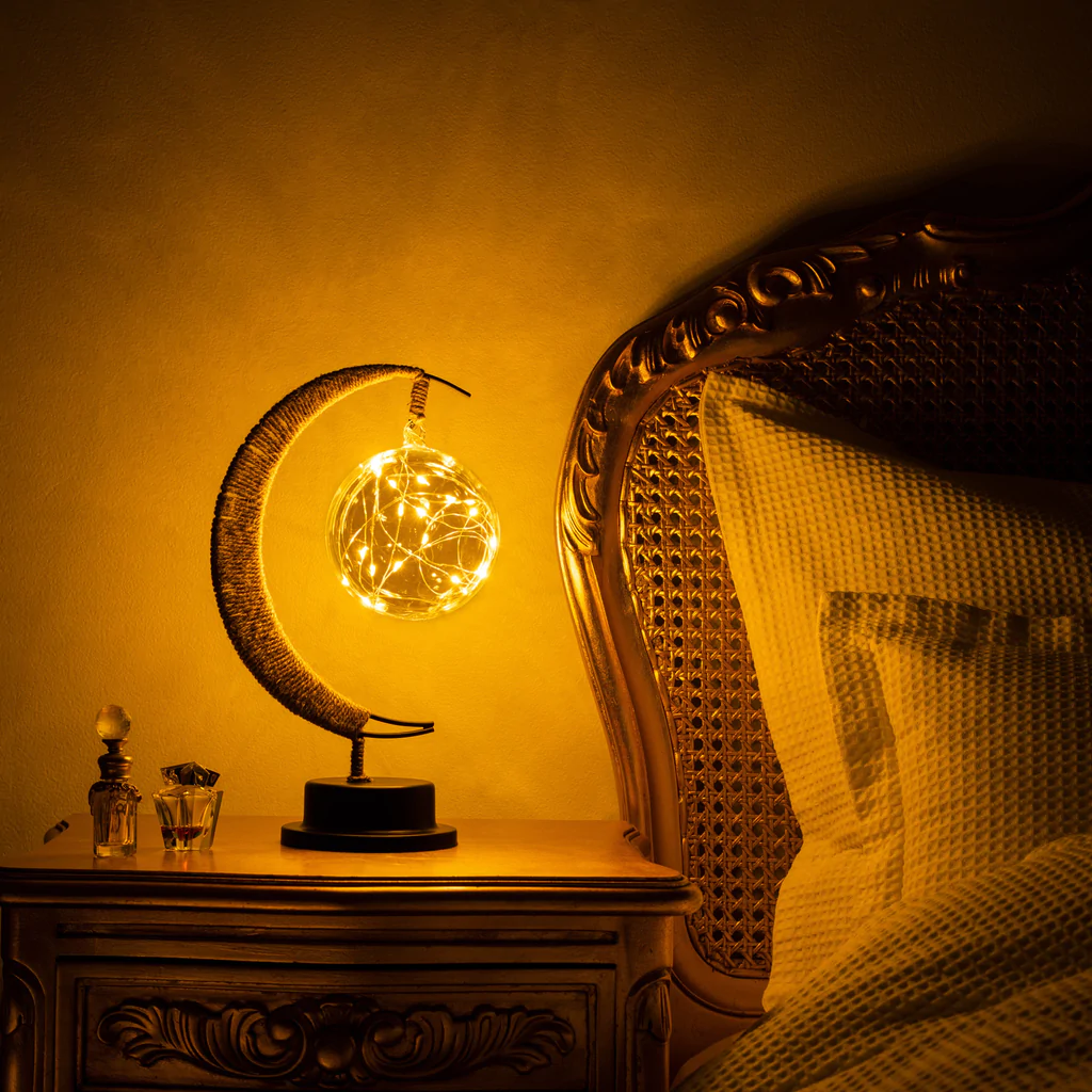 Moon Lamp 3D Printed Crater Texture Night Light in Gold Blue or Purple
