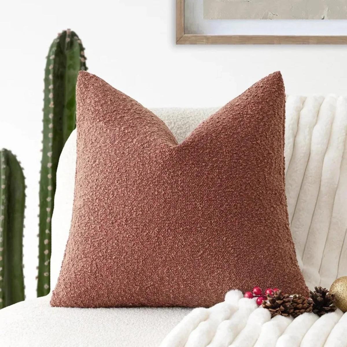 Boucle Throw Pillow Cover with Nubby Loop Texture