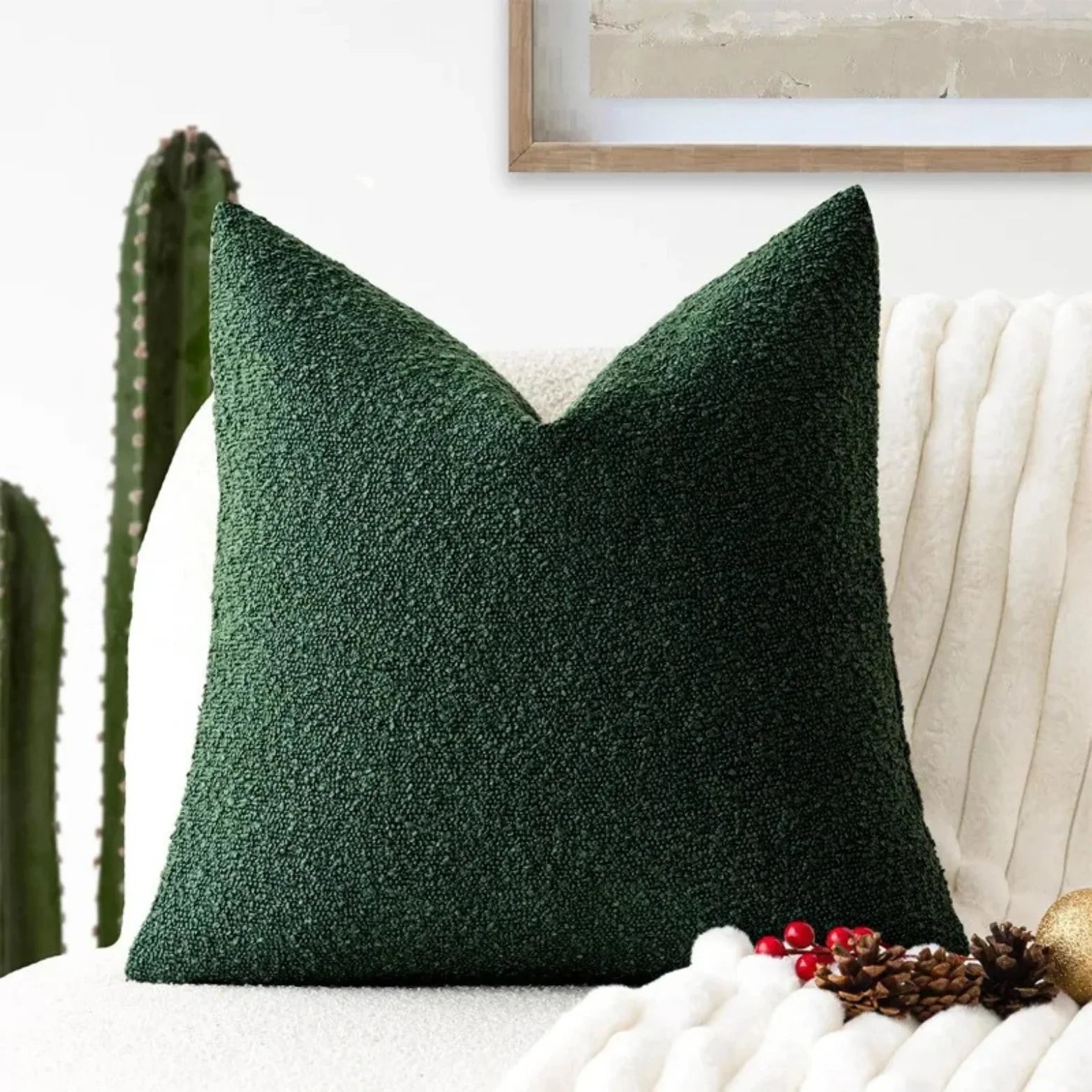 Boucle Throw Pillow Cover with Nubby Loop Texture