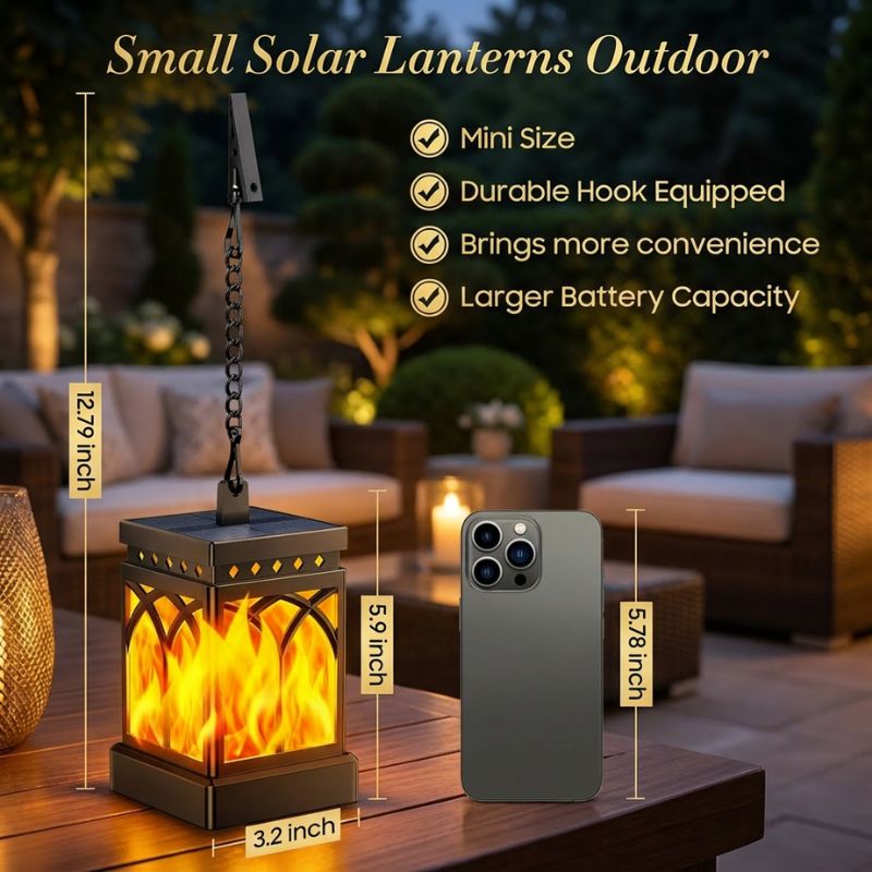 Solar Lantern Lights Outdoor IP65 Waterproof Flickering Flame for Garden Path