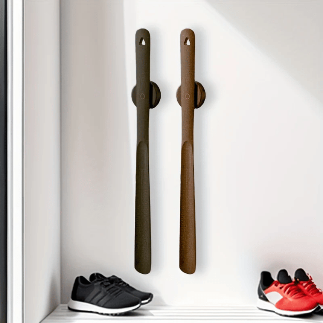 Long Handled Shoehorn Beech Wood with Magnetic Wall Mount