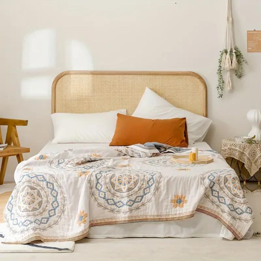 Mandala Throw Blanket Cotton Boho Fringed
