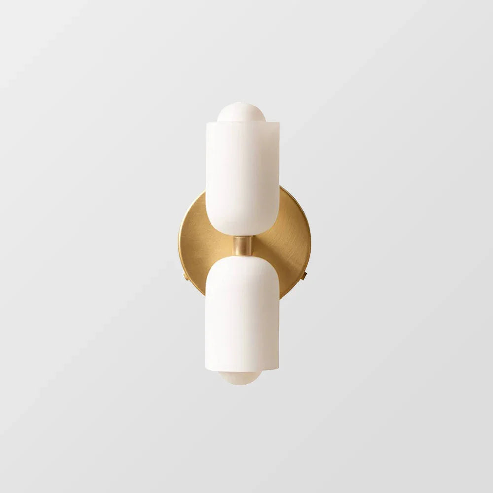 Up and Down Wall Sconce with 2 Opal Shades, Bulbs Included