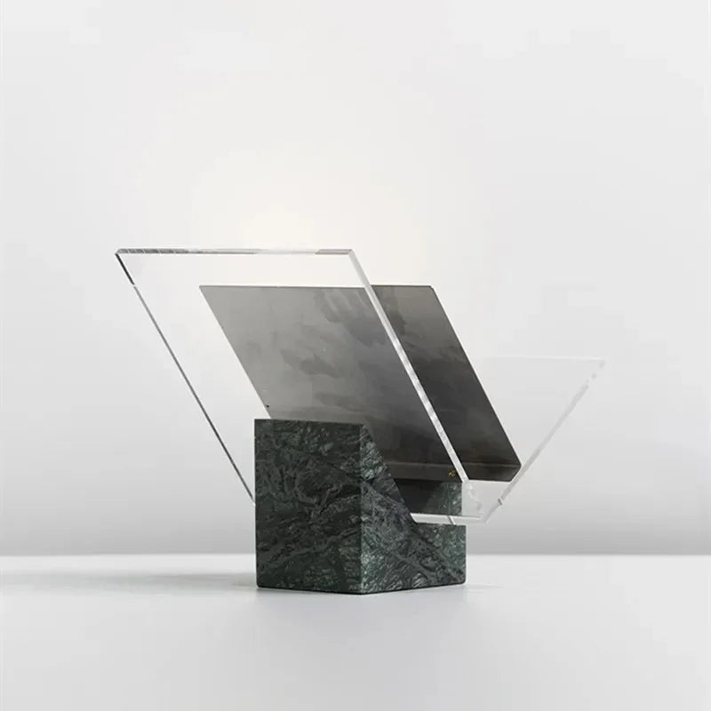 Acrylic File Holder with Solid Marble Base for Desk