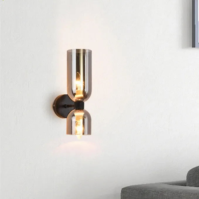 Two Light Wall Sconce Up and Down Glass Shades